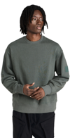 Y-3 Logo-print Organic-cotton Sweatshirt In Utility Ivy