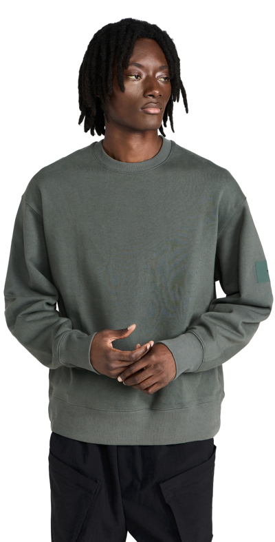 Y-3 Logo-print Organic-cotton Sweatshirt In Green