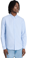 Apc Cotton Button-down Shirt In Bleu