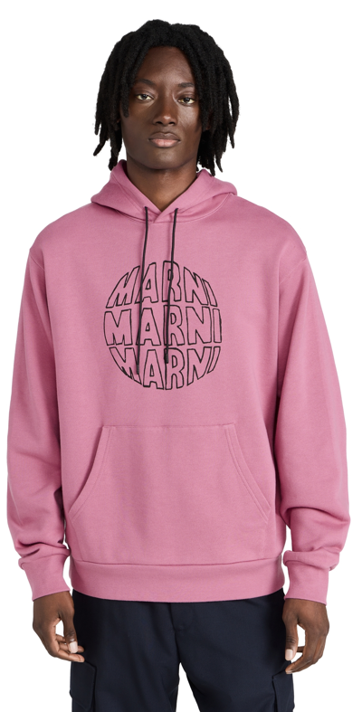 Marni Pink Printed Hoodie In Clc66 Cassis