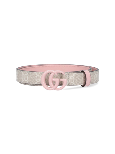 Gucci Gg Marmont Thin Belt In Beige