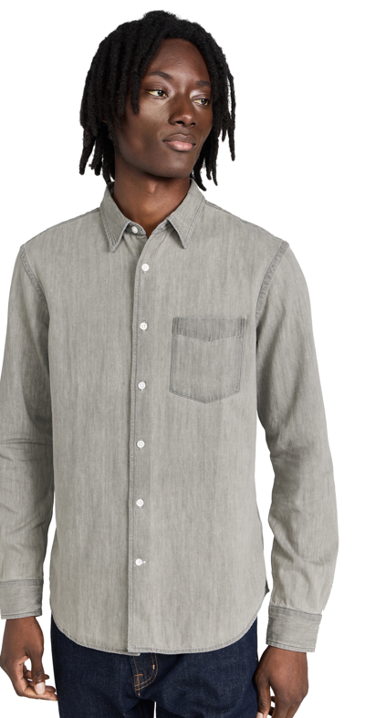 Club Monaco Clean Denim Shirt In Grey/gris