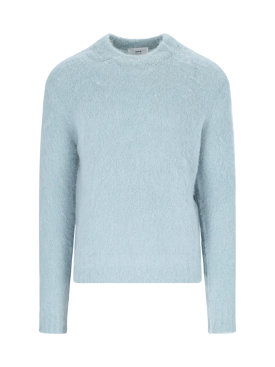 Ami Alexandre Mattiussi Blue Ami De Cœur Sweater In Light Blue