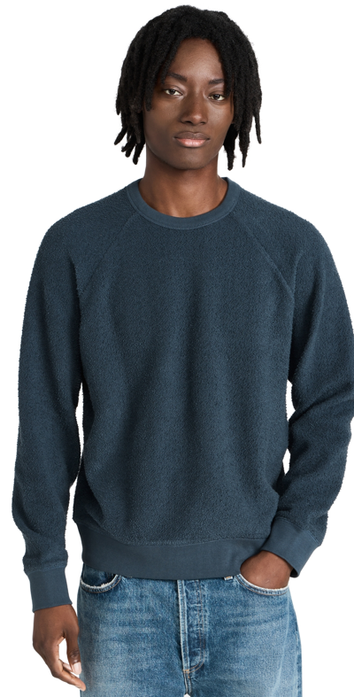 Club Monaco Long Sleeve Boucle Sweatshirt In Navy/bleu Marine