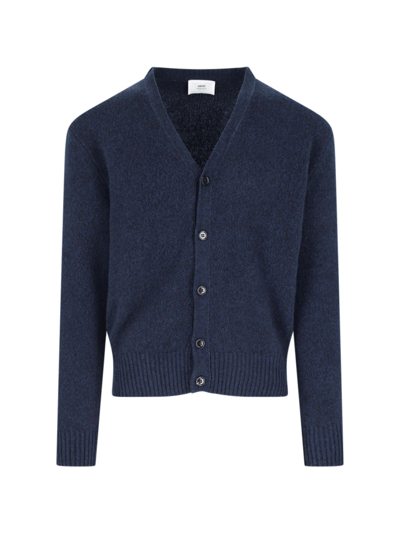 Ami Alexandre Mattiussi Blue Cashmere And Wool Cardigan In Blau
