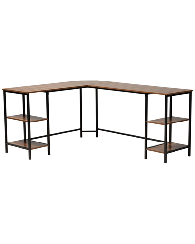 Baxton Studio Lydia Modern L-shaped Corner Desk With Shelves