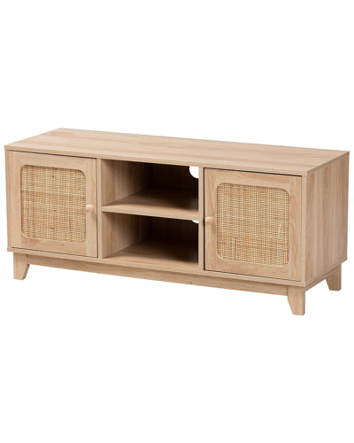 BAXTON STUDIO BAXTON STUDIO ELSBETH MID-CENTURY MODERN RATTAN 2-DOOR TV STAND