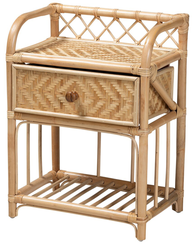 Baxton Studio Kobie Modern Bohemian Rattan 1-drawer Nightstand