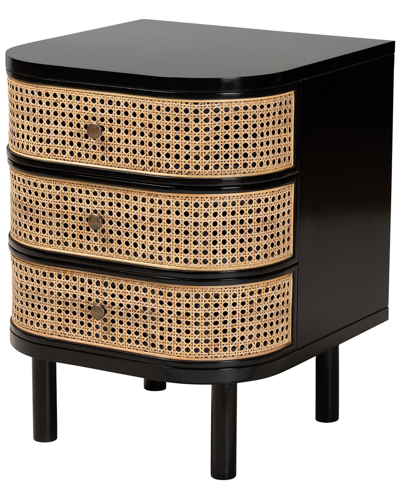 BAXTON STUDIO BAXTON STUDIO NABILA MODERN BOHEMIAN RATTAN 3-DRAWER END TABLE NIGHTSTAND