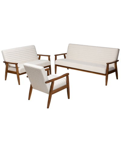Baxton Studio Stratton Mid-century Modern Boucle 3pc Living Room Set
