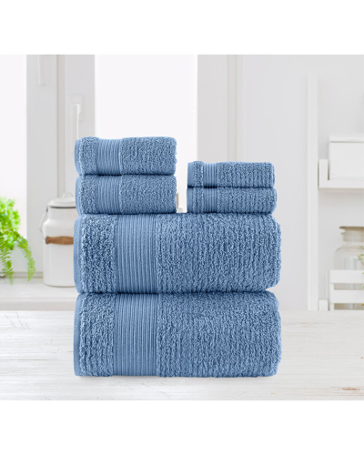 Chic Home Premium 6pc Pure Turkish Cotton Towel Set In Blue