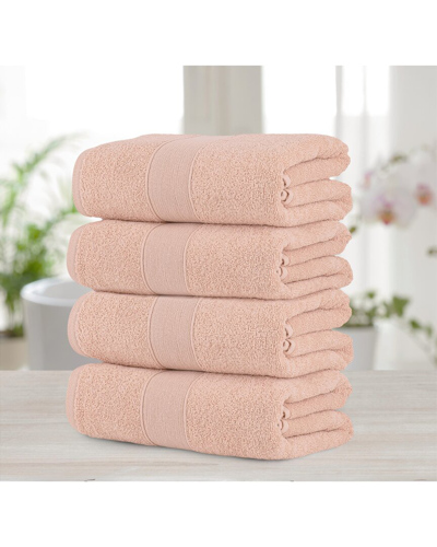Chic Home Luxurious 4pc Pure Turkish Cotton Bath Towel Set In Pink