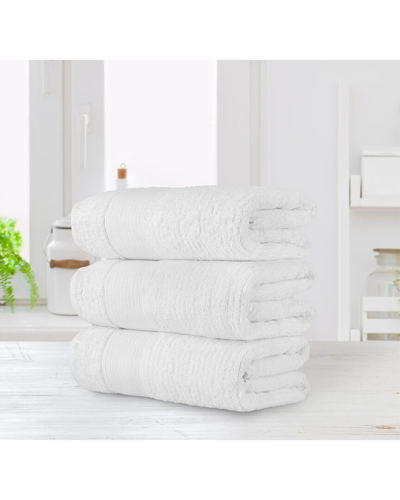 Chic Home Luxurious 3pc Pure Turkish Cotton Bath Towel Set In White