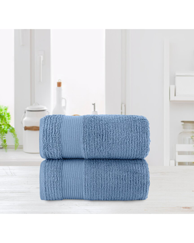 Chic Home Luxurious 2pc Pure Turkish Cotton Bath Sheet Set In Blue