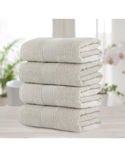 Chic Home Luxurious 4pc Pure Turkish Cotton Bath Towel Set In Taupe