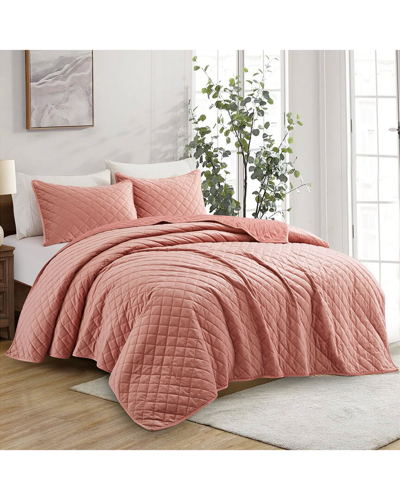 UNIKOME UNIKOME LUXURIOUS REVERSIBLE VELVET COVERLET SET