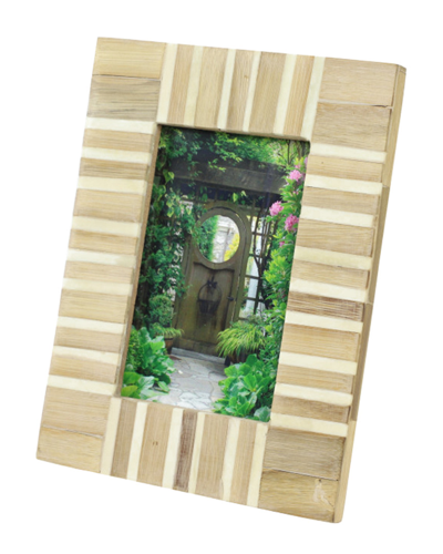 Peyton Lane Rectangular Beige & Creme Striped Resin & Wood Picture Frame