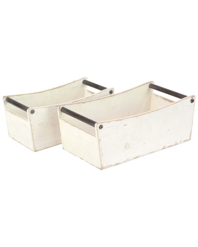 Peyton Lane Set Of 2 Wood Metal Crates With Handles