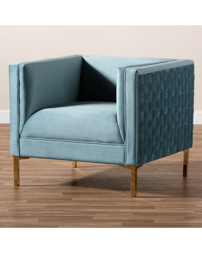 Design Studios Seraphin Glam And Luxe Light Blue Velvet Armchair