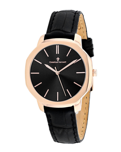 Christian Van Sant Octave Slim Quartz Black Dial Ladies Watch Cv0504 In Black / Gold Tone / Rose / Rose Gold Tone