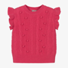 IL GUFO GIRLS PINK KNITTED WOOL BOBBLE SLIP-OVER
