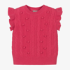 Il Gufo Cable Wool Knit Vest In Pink