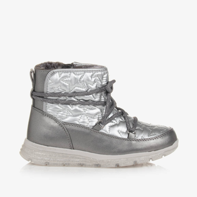 Mayoral Kids' Girls Silver Star Quilted Snow Boots