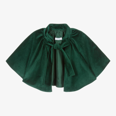 Foque Kids' Girls Forest Green Velvet Cape