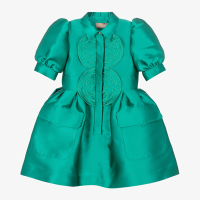 Elie Saab Kids' Girls Emerald Green Taffeta Dress
