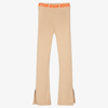 MSGM MSGM TEEN GIRLS BEIGE RIBBED KNIT TROUSERS