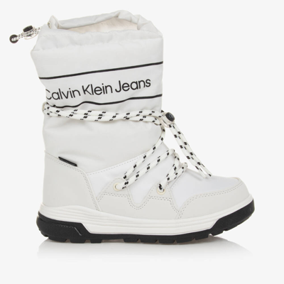 Calvin Klein Kids' Girls White Waterproof Snow Boots