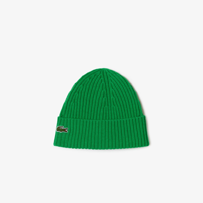 Lacoste Unisex Ribbed Wool Beanie - One Size