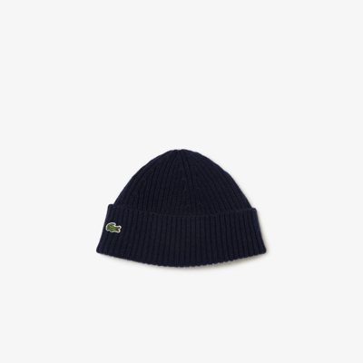 Lacoste Unisex Rib Knit Beanie - 2 - 5 Years In Blue