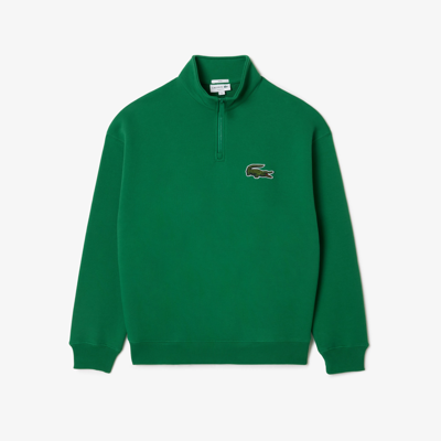Lacoste Unisex High-neck Organic Cotton Zip-up Sweatshirt - Xl In Green