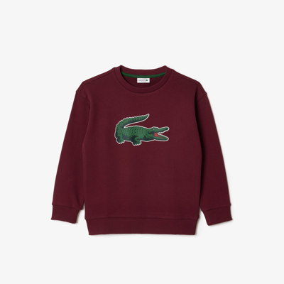 Lacoste Kids' Unisex Signature Print Jogger Sweatshirt - 8 Years In Red