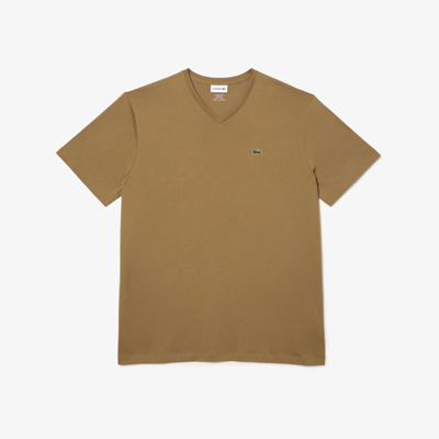 Lacoste Men's Big Fit V-neck Pima T-shirt - 5xl Big In Brown