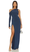 Katie May Mojave Single Long Sleeve Gown In Deep Sea