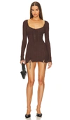 Guizio Brown Dainty Minidress In Chocolate