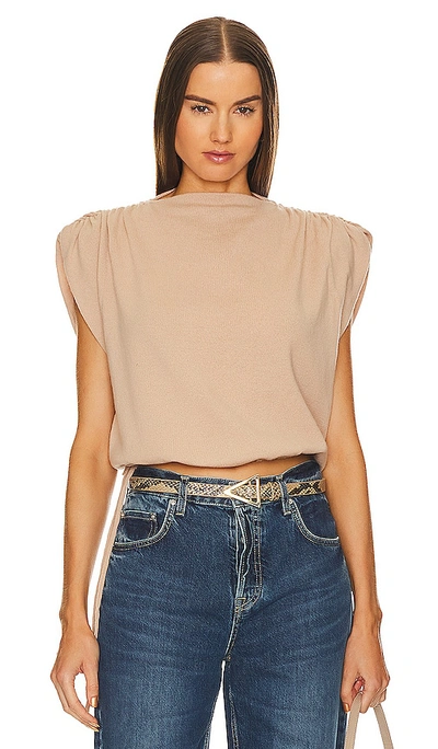 The Sei Gathered Shoulder Sweater In Beige