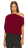 The Sei Asymmetric Drape Sweater In Burgundy