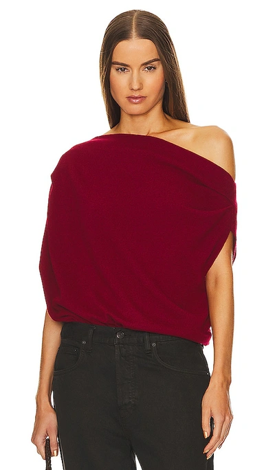 The Sei Asymmetric Drape Jumper In Burgundy