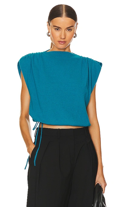 The Sei Gathered Shoulder Sweater – 湖泊蓝 In Teal