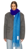 Ganni Blue Mohair Gradient Scarf In Blue