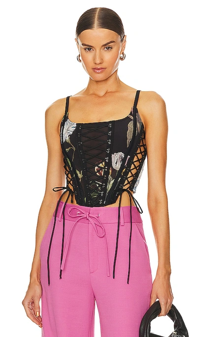 Monse Print Laced Bustier Top In Black Print