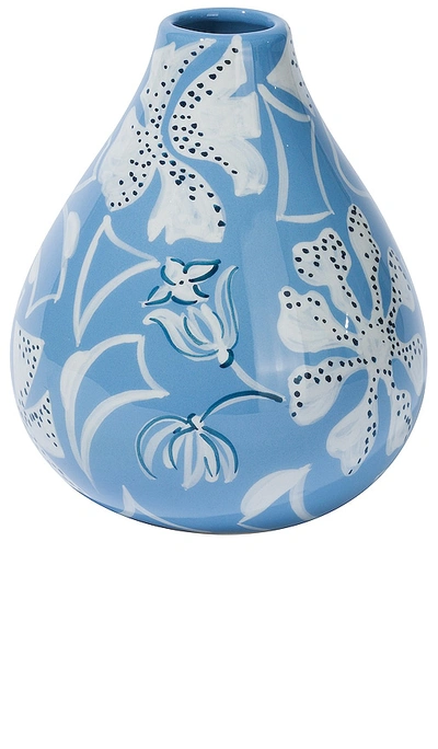 Vaisselle Drop It Like Its Hot Vase In Atlantic Blue & White