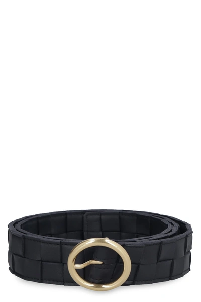 Bottega Veneta Intrecciato Nappa Leather Round Buckle Belt In Blue