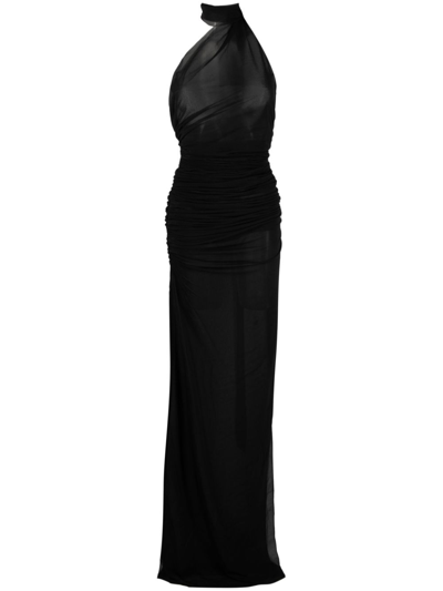 Ludovic De Saint Sernin Exclusive Kendall Georgette Maxi Halter Dress In Black