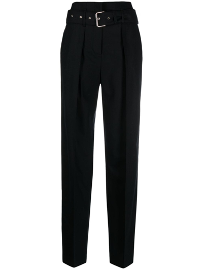Iro High-waisted Pleat-detail Trousers In Black