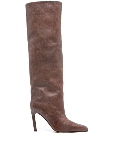 Paris Texas Jude Leather Heel Boots In Brown
