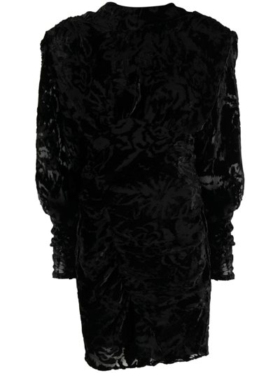 Iro Narivo Floral-jacquard Velvet Minidress In Black